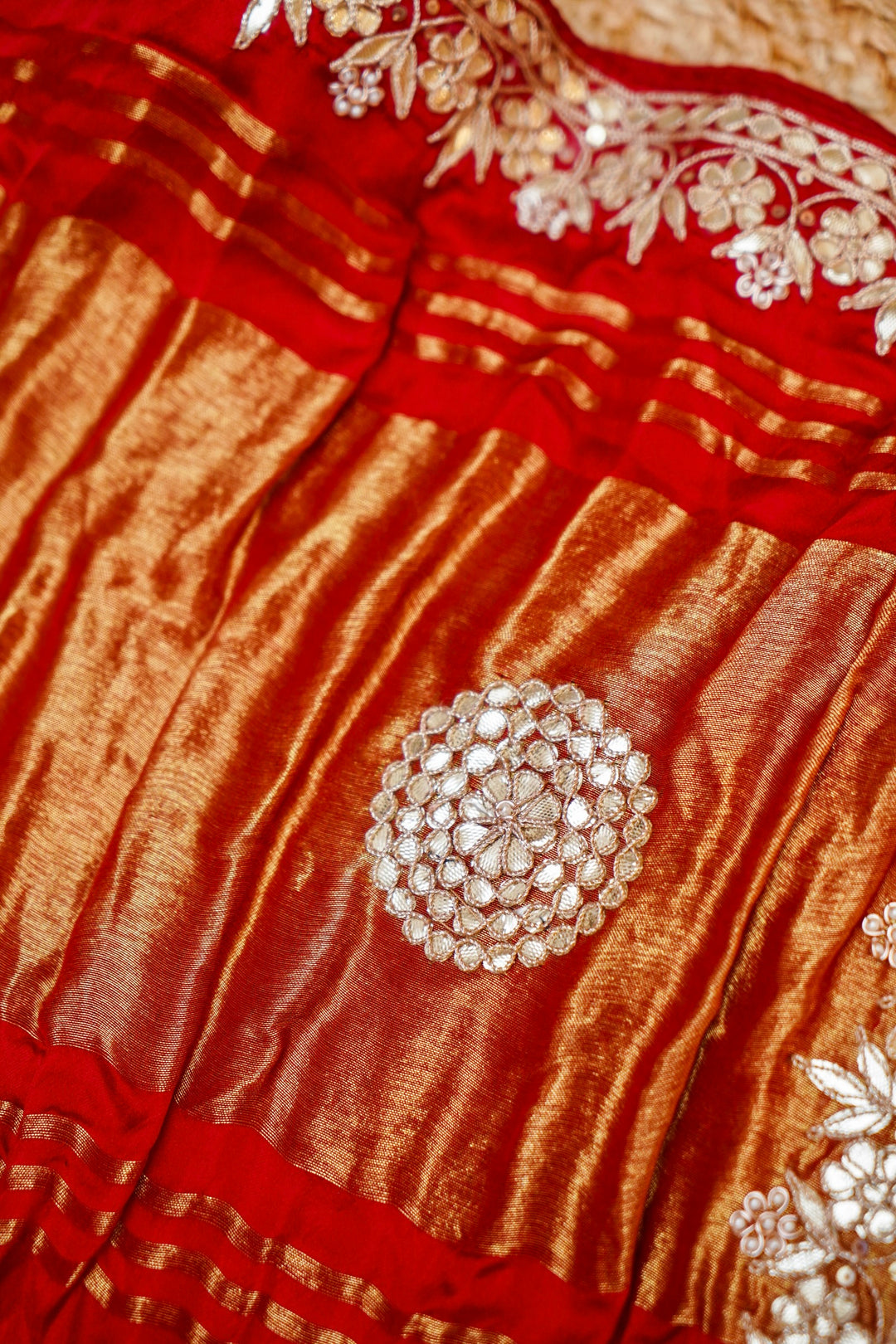 Laal Shringar Chunari Pure Modal Gajji Dupatta with Gota Hand Embroidery View 4