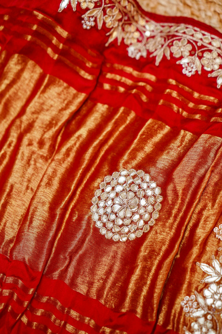 Laal Shringar Chunari Pure Modal Gajji Dupatta with Gota Hand Embroidery View 4