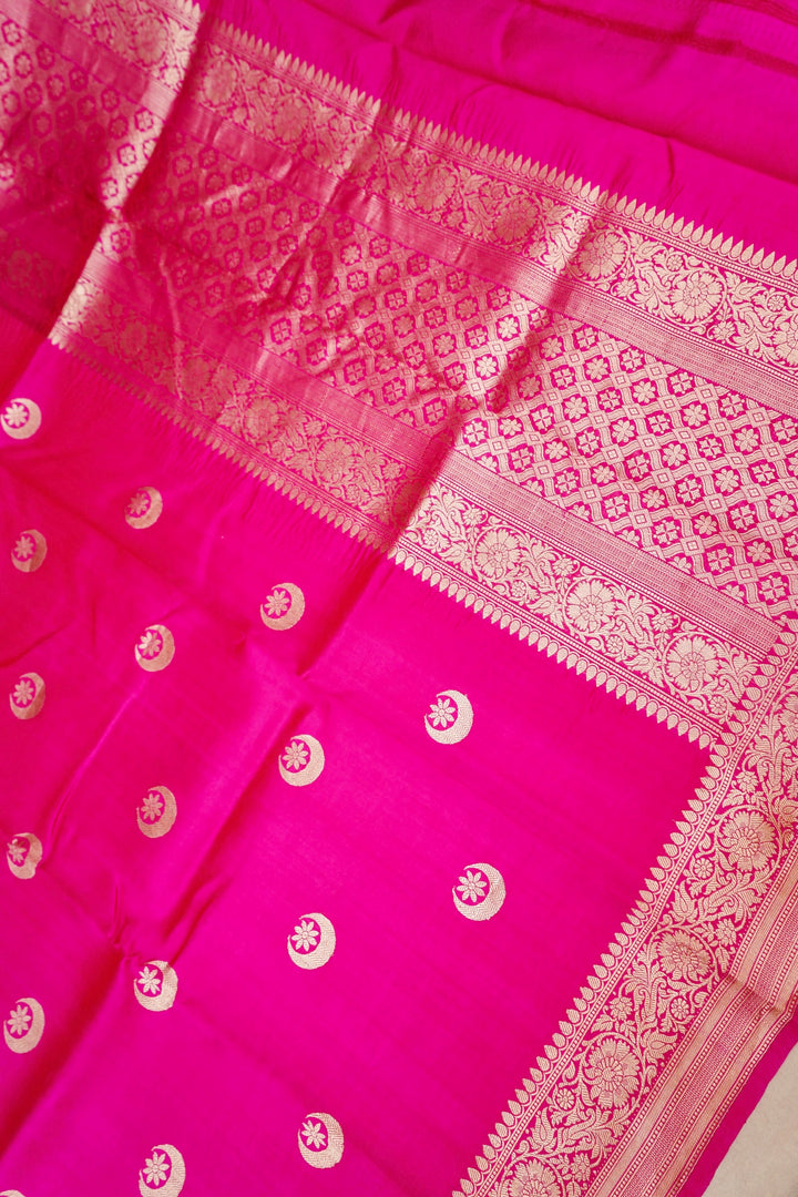 Hot Pink Chand Boora Sonakshi Sinha Inspired Banarasi Saree View 2