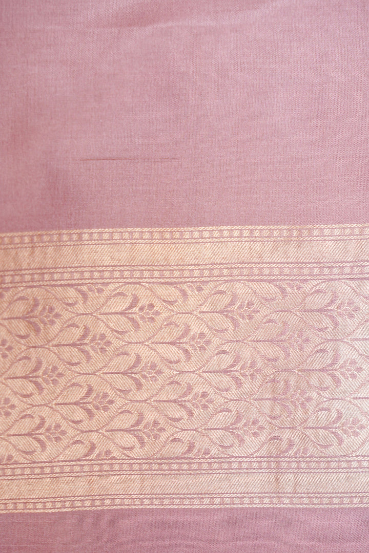 Rose Gold Pure Banarasi Handloom Katan Silk Meenakari Jaal Bird Motifs Saree