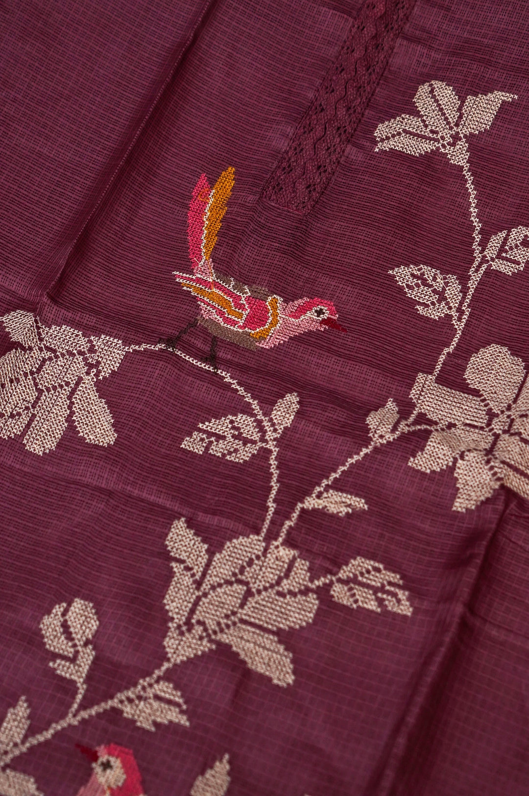 Onion Pink Pure Kota Suit Set with Cross Stitch Embroidery View 7