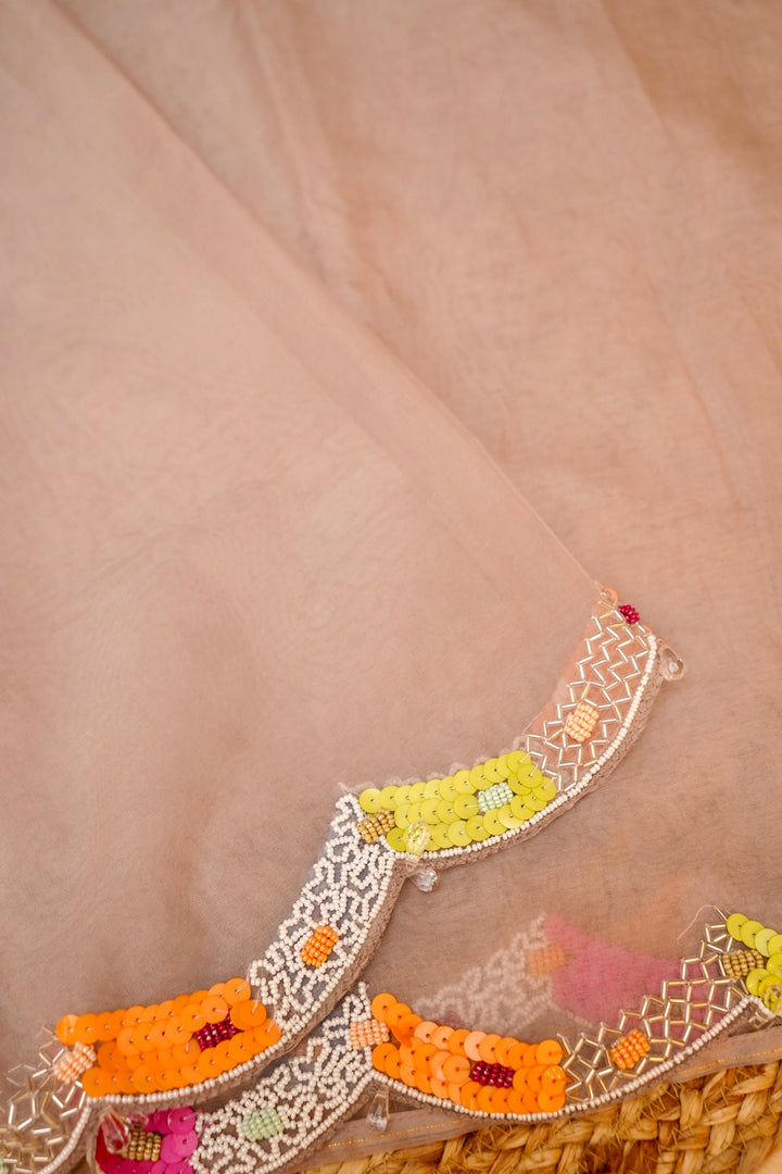 Perfect Carnival Organza Saree with Multicolour Embroidered Blouse View 4