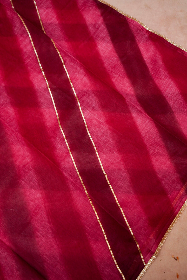 Pure Chanderi Silk Suit with Zardozi Embroidery and Gotta Lace Dupatta