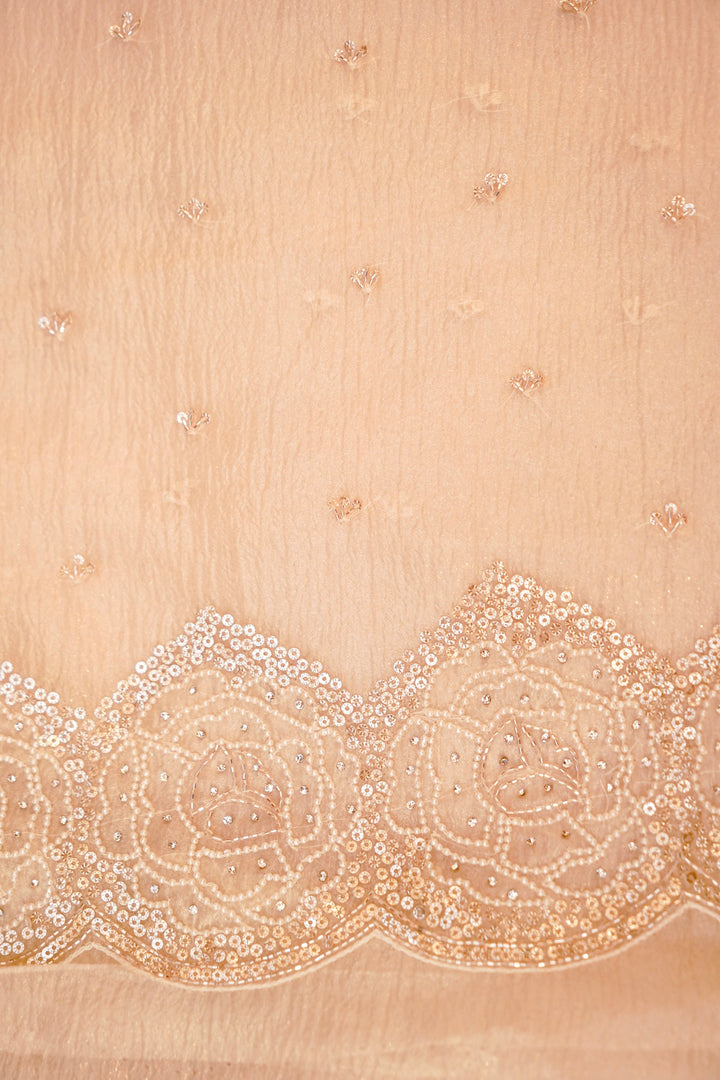 Elegant Pure Silver Crush Tissue Saree with Pearl &amp; Sequin Embroidery