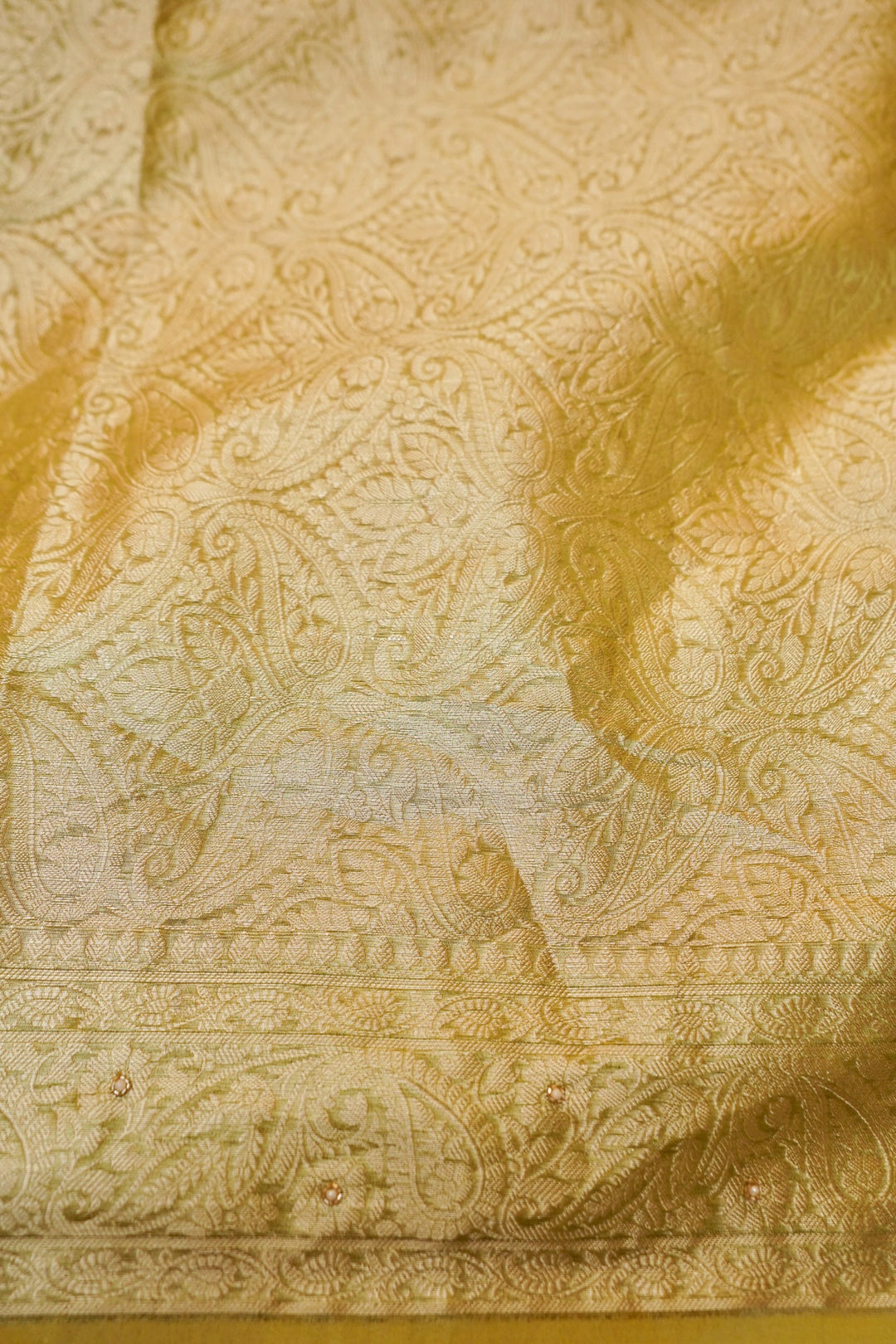 Maharani Tissue Silk Pichwai Pichwai Motif Saree in Mint Green Hue