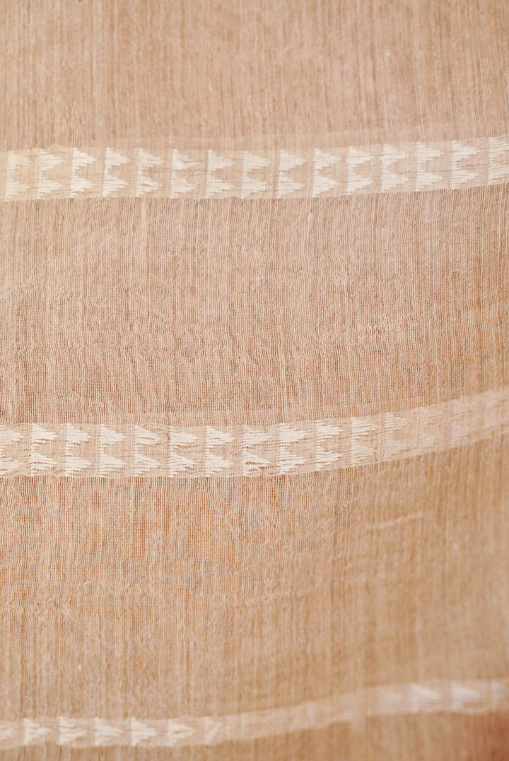 Off-White Tussar Silk Suit with Resham Embroidery and Zari Stripe Dupatta
