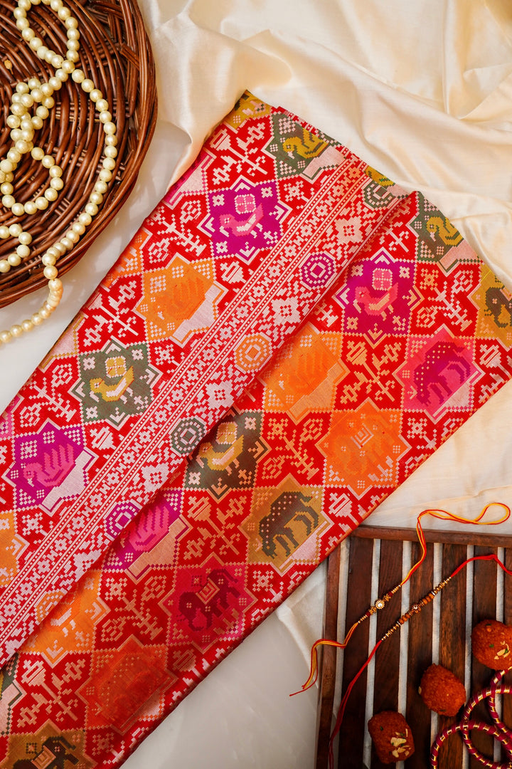 A Regal Red Banarasi Patola – Handwoven in Pure Katan Silk for the Modern Bride