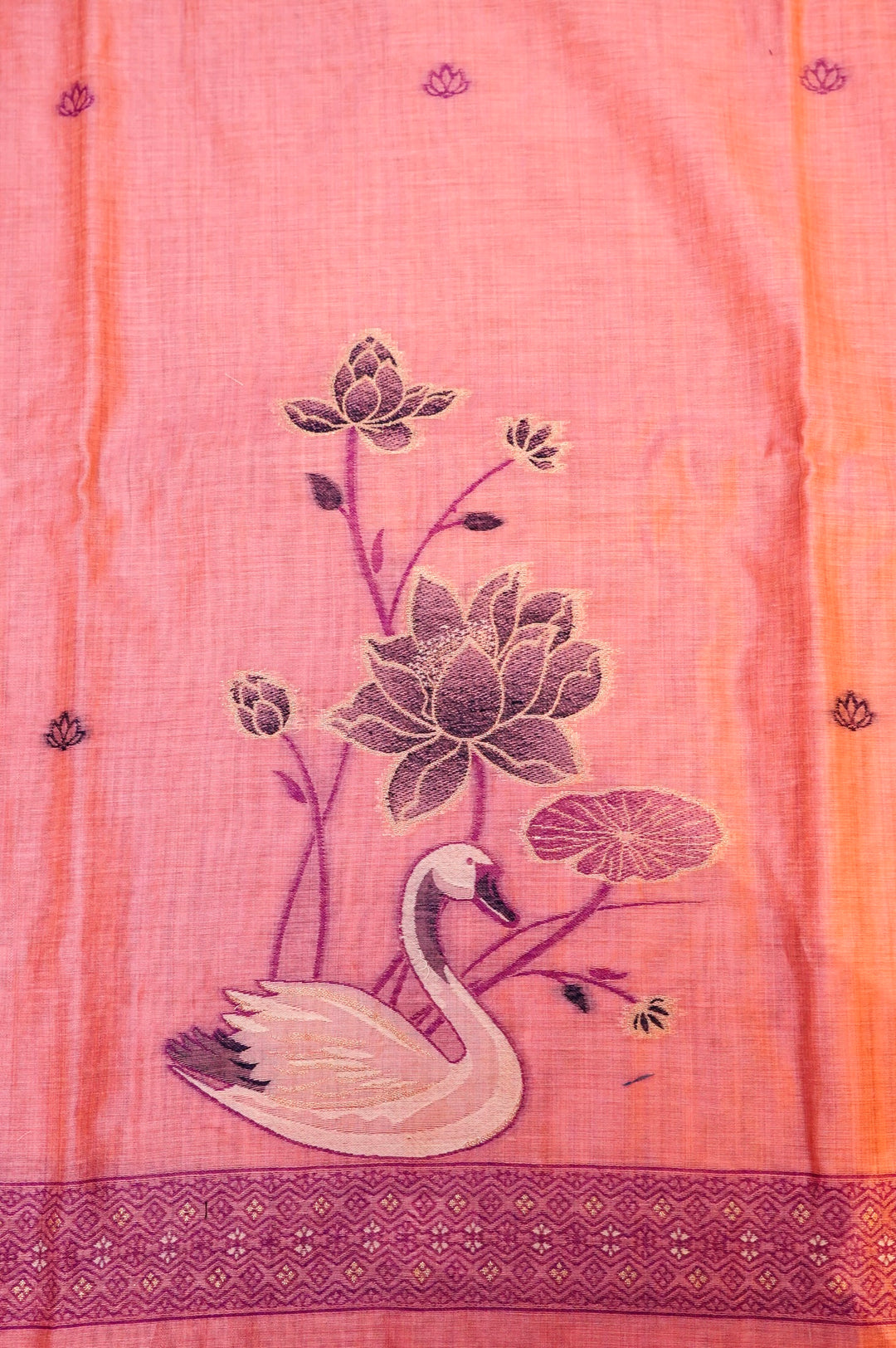 Peach Cotton Silk Suit Set with Resham Embroidery