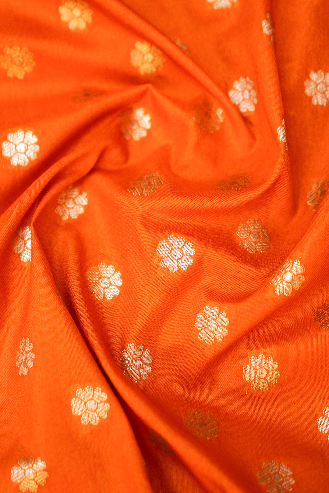 Orange Banarasi Silk Suit with Handcrafted Dupatta for Haldi Ceremony