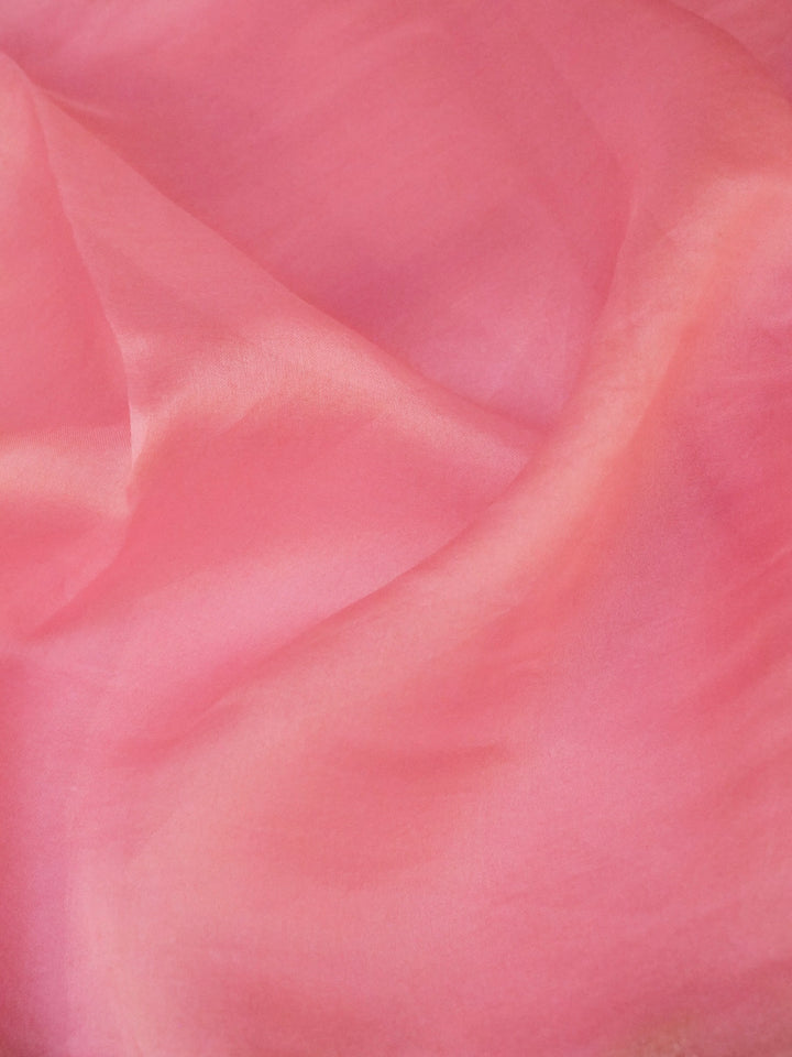 Sabyasachi Inspired Baby Pink Pure Organza Saree with Designer Border Heavy Resham Kadhai Blouse View 4