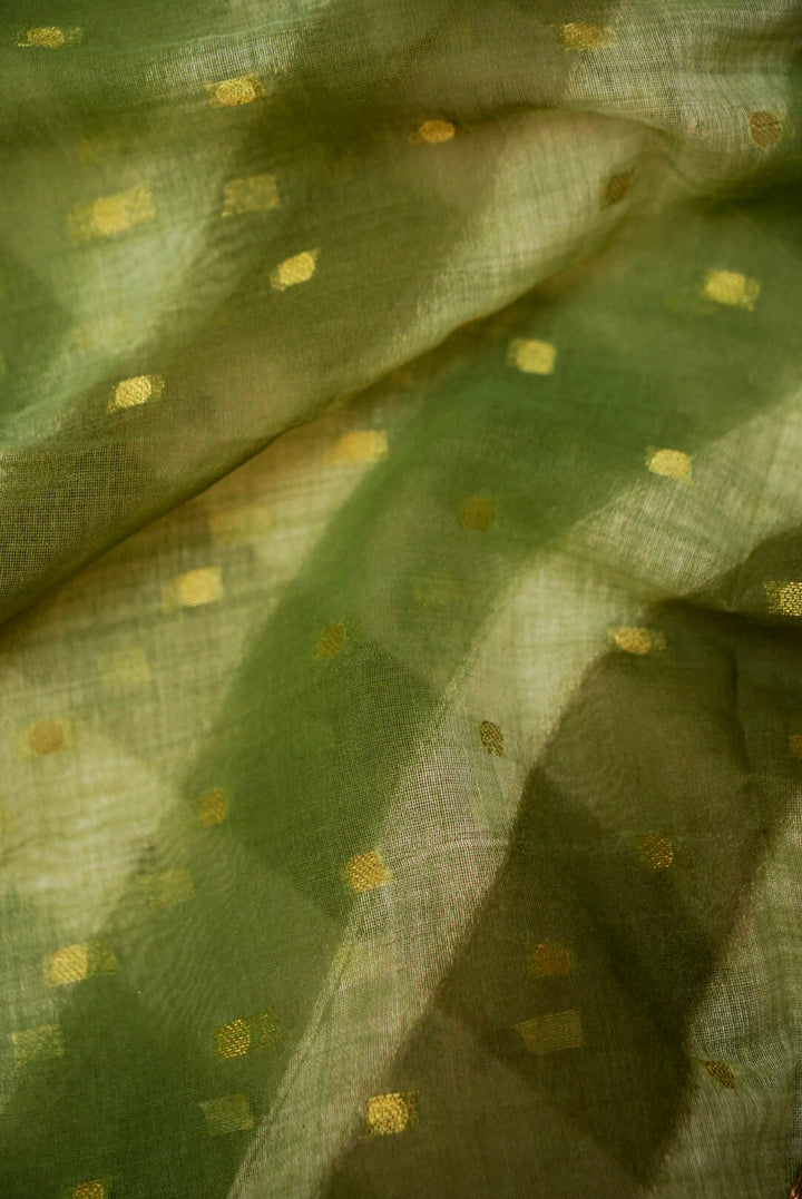 Green Pure Chanderi Silk Suit with Zardozi and Gotta Work