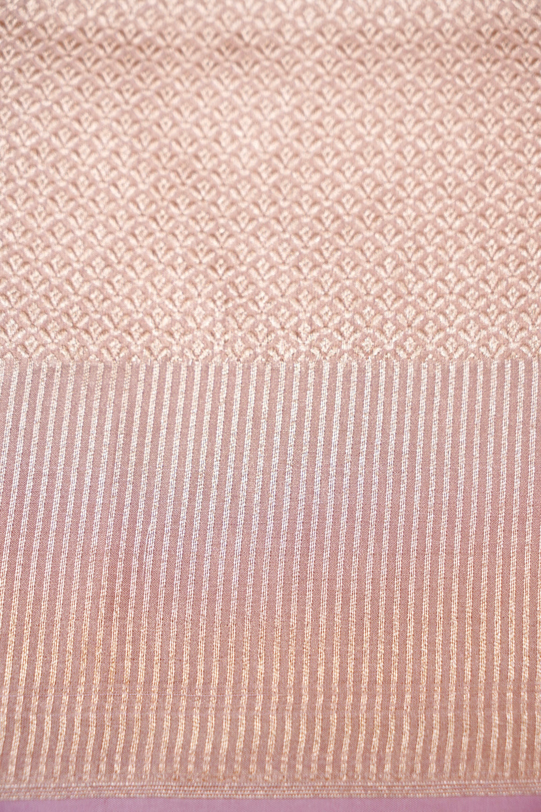 Rose Gold Handloom Pure Banarasi Katan Tissue Silk Saree with Meenakari Weaving