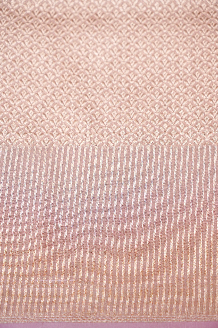 Rose Gold Handloom Pure Banarasi Katan Tissue Silk Saree with Meenakari Weaving