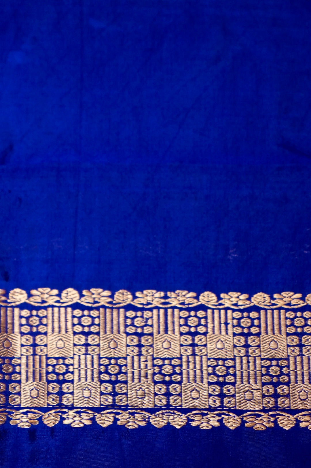 Royal Blue Katan Silk Cord Set with Banaras Ghat Neck Design View 4