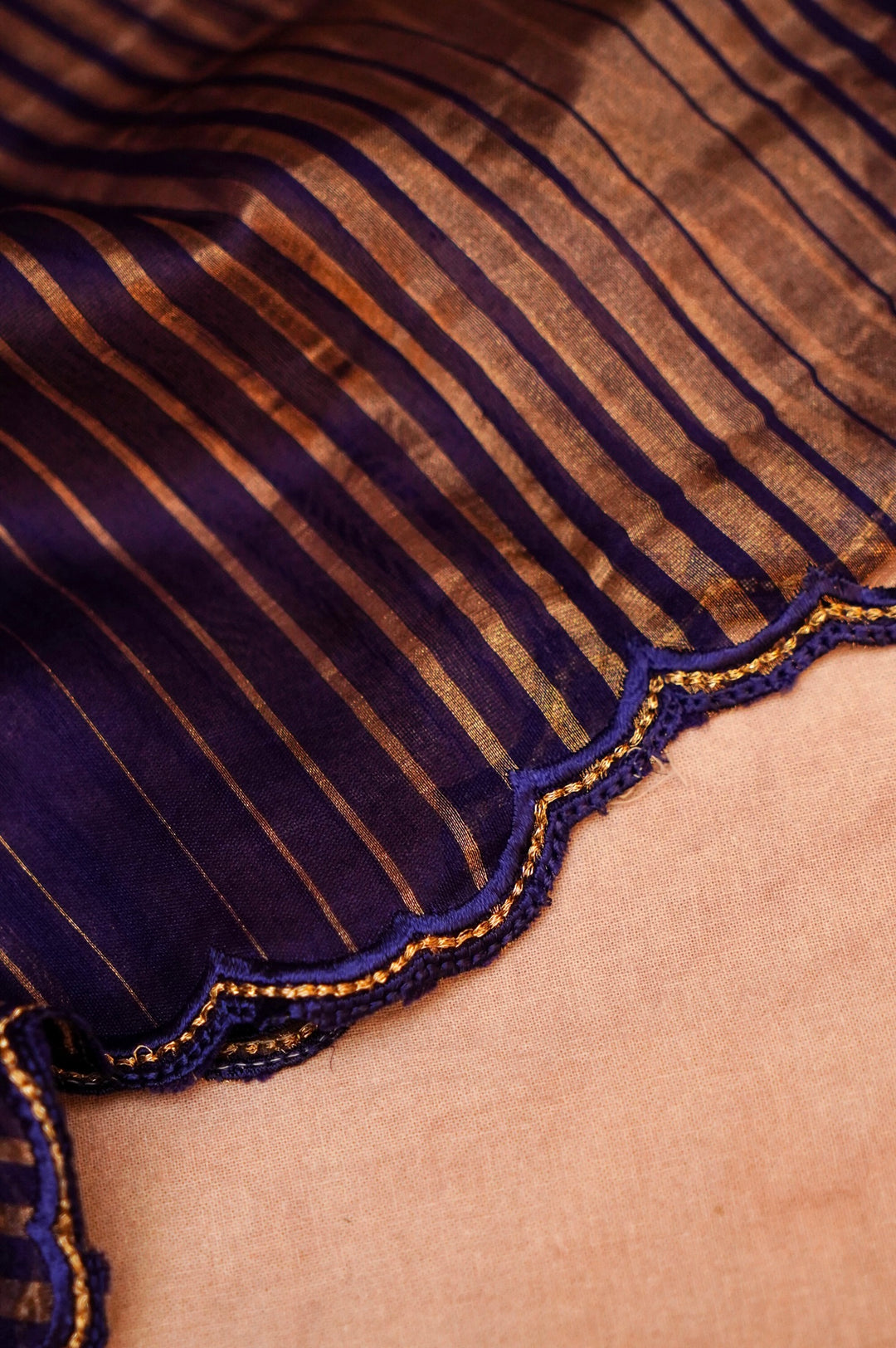 Violet Pure Chanderi Silk Suit Set with Antique Embroidery