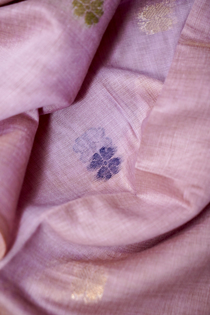 Pure Cotton Unstitched Suit Set – Pastel Lilac &amp; Meenakari Dupatta