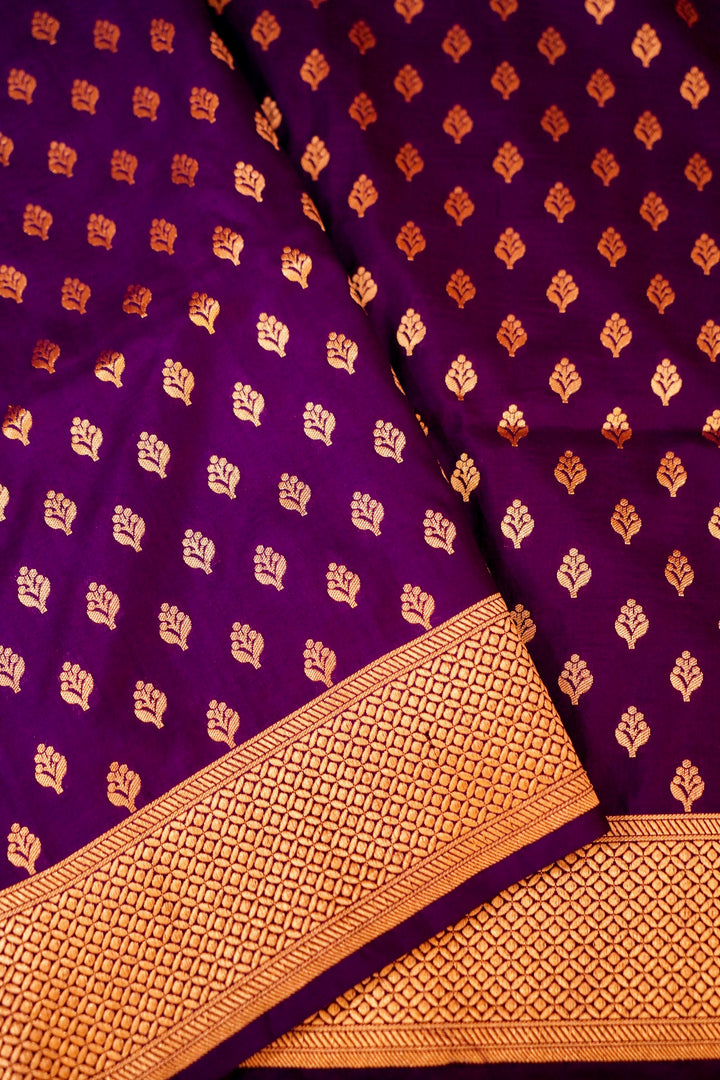 Handwoven Banarasi Purple Pure Katan Silk contemporary Saree