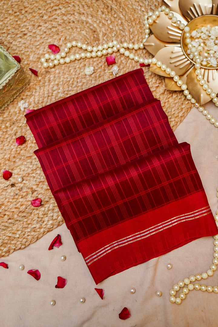 Crimson Bloom Pure Organza Silk Border Saree View 1