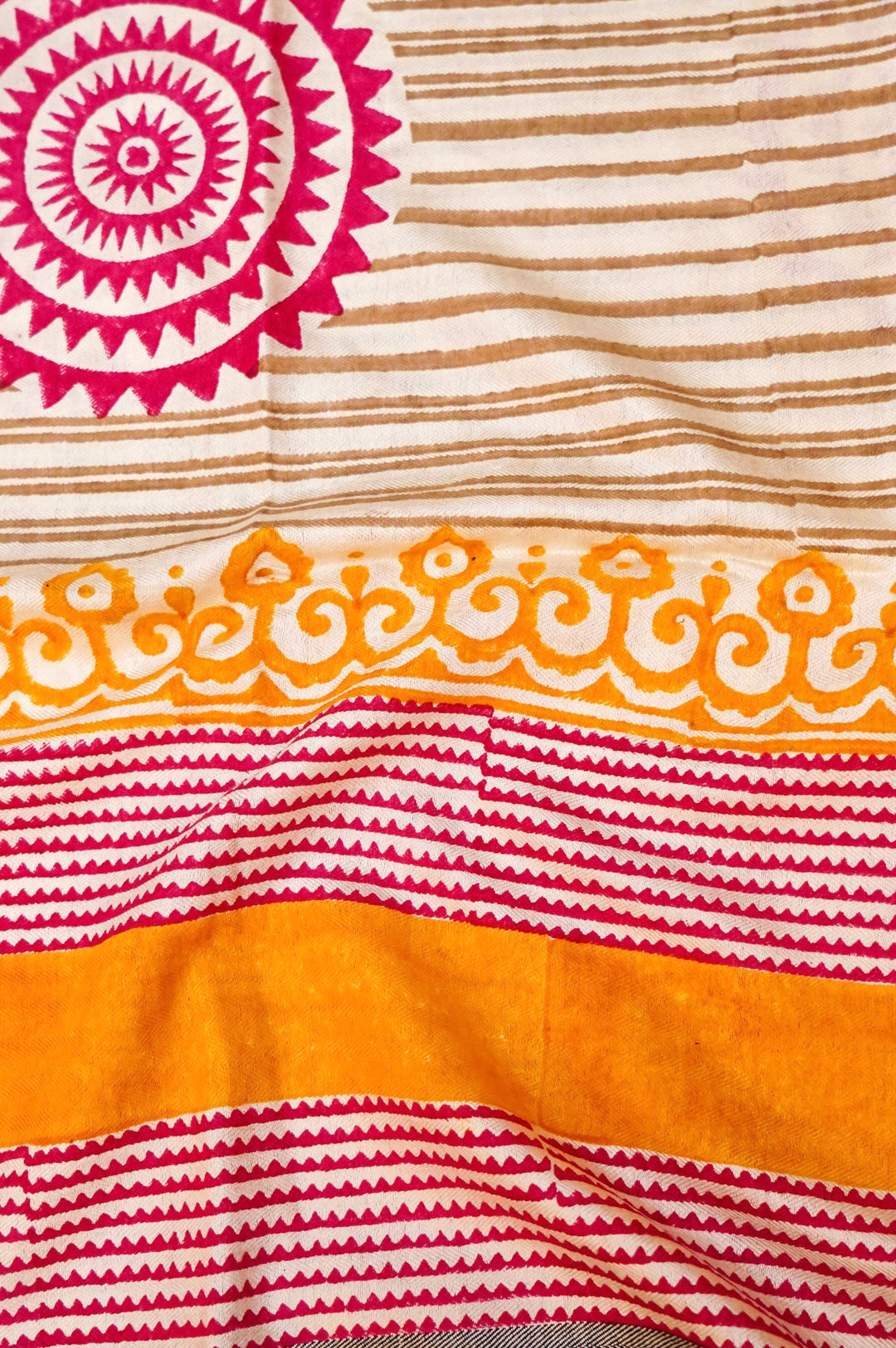 Yellow Dupion Silk Suit Set with White Block Print Dupatta