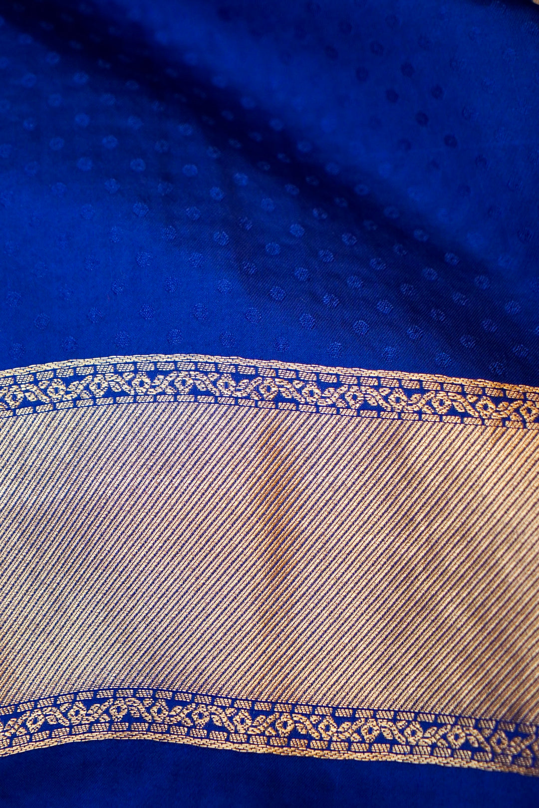 Blue Banarasi Satin Crepe Bandhej Weaving Saree with Birds Motif