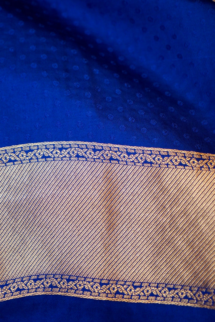 Blue Banarasi Satin Crepe Bandhej Weaving Saree with Birds Motif