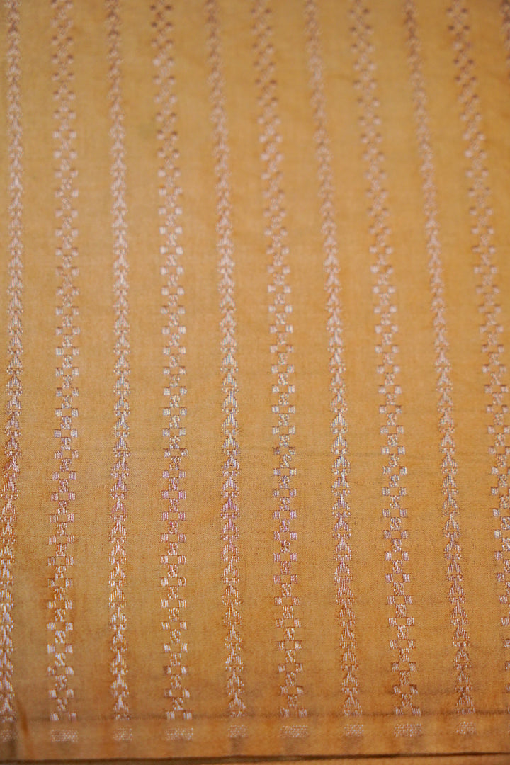 Banarasi Pastel Yellow Mashru Silk Saree Silver Zari Booti with Rich Border & Pallu