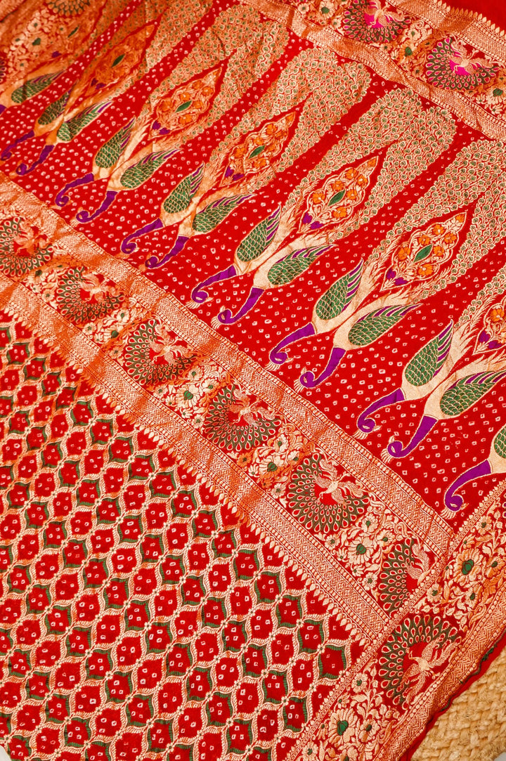 Handwoven Meenakari Pure Khaddi Georgette Kimkhwab Saree View 2