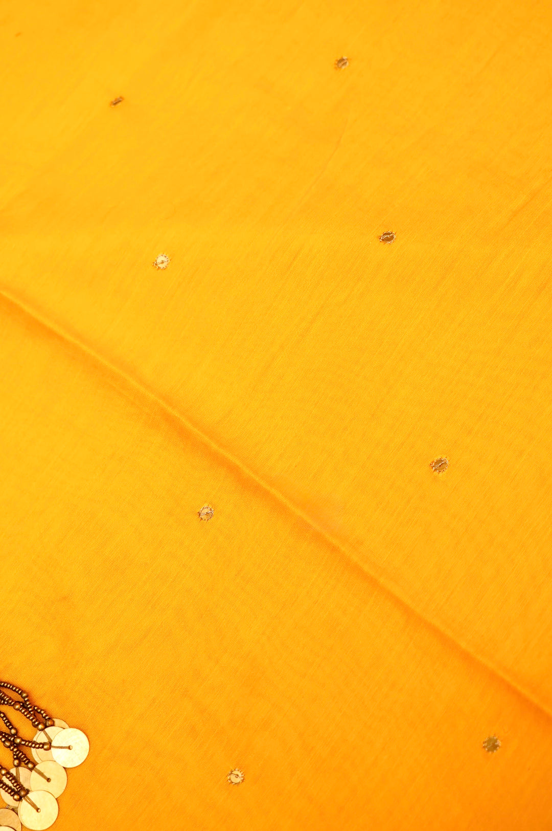 Yellow Pure Chanderi Silk Suit Set with Antique Embroidery