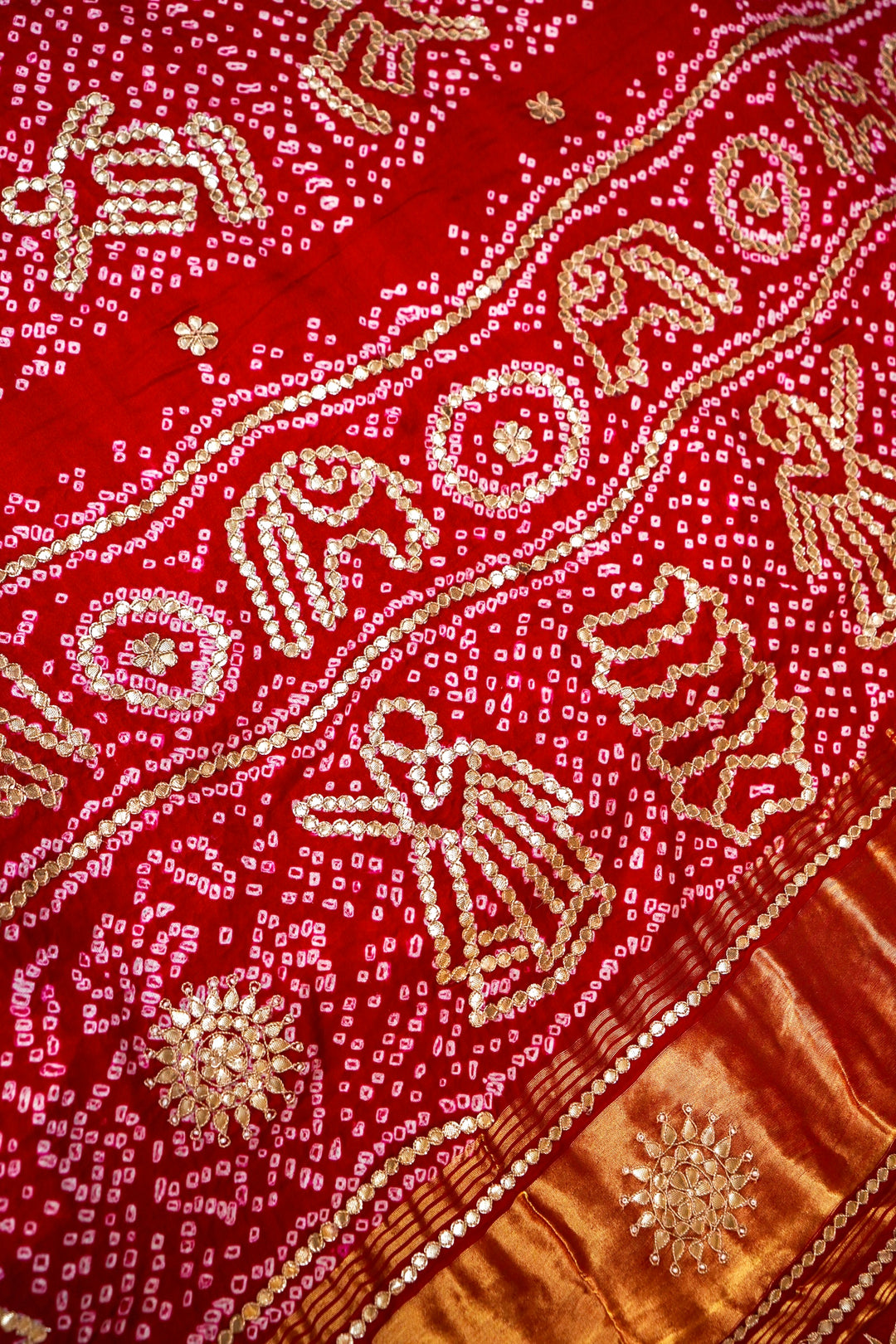 Bandhej Gulnaar Bridal Pure Gajji Silk Dupatta with Gota Patti View 6