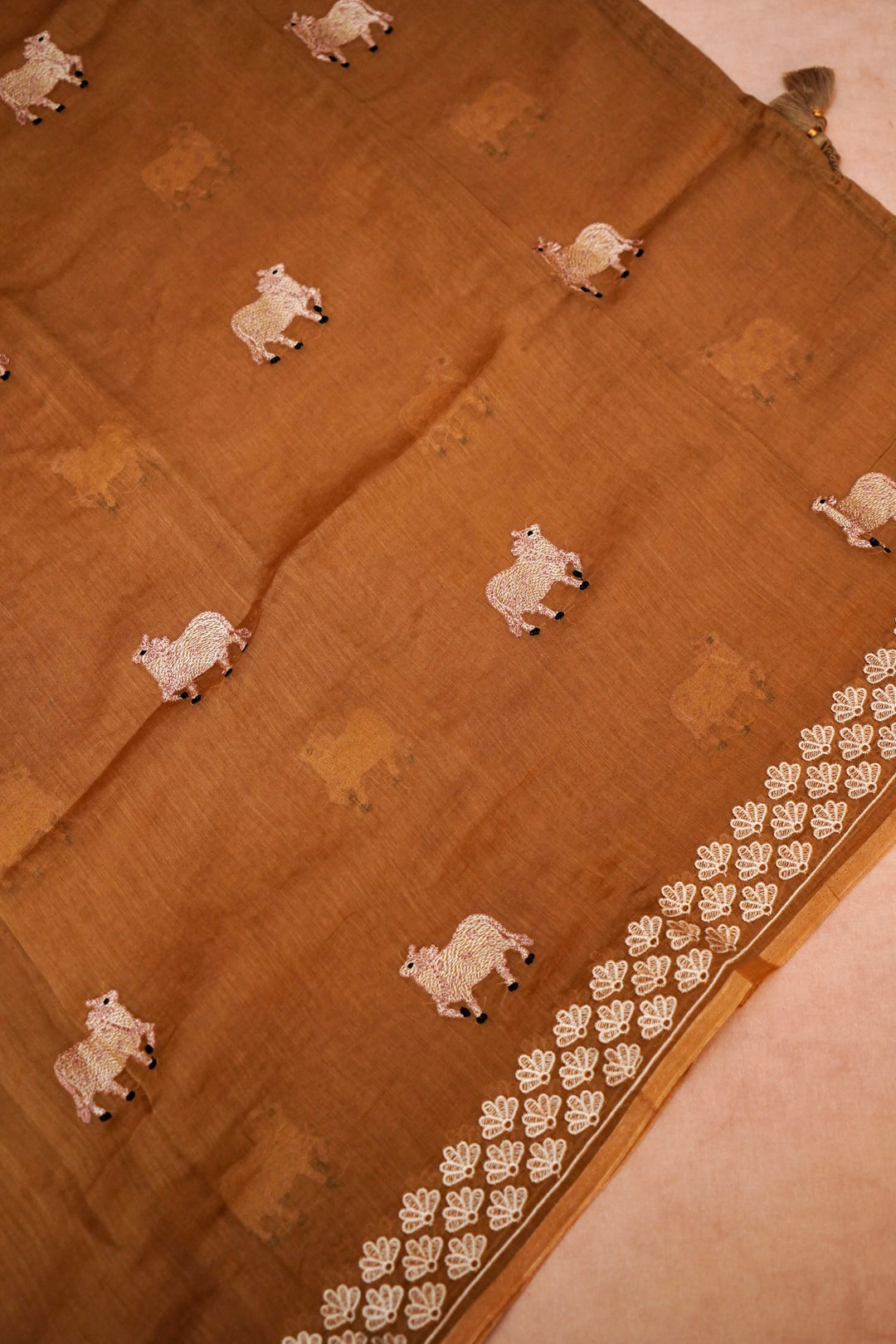 Mustard Pure Chanderi Silk Pichwai Suit Set