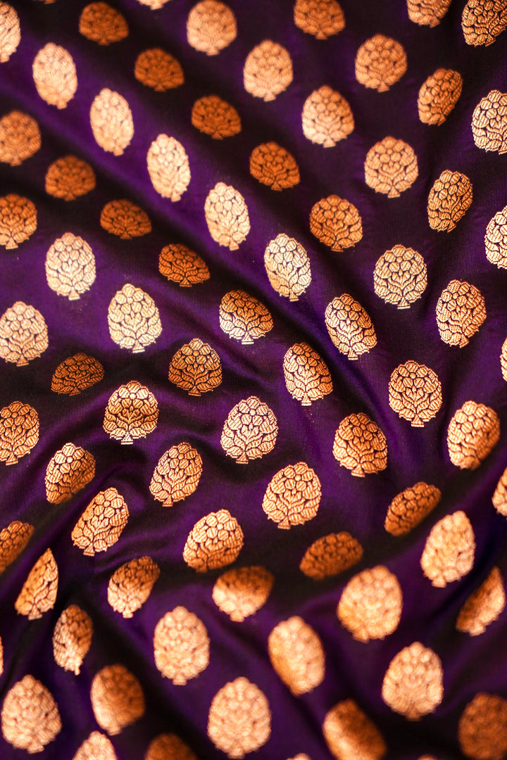 Handwoven Purple Bridal Banarasi Pure Katan Satan Silk Saree