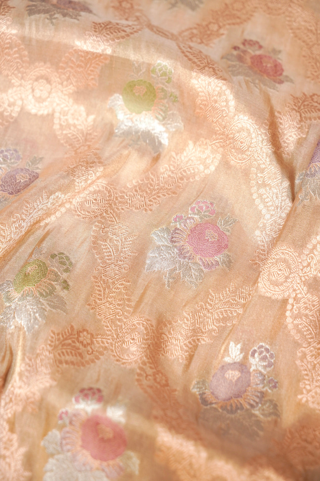 Luxurious Handloom Pure Banarasi Katan Tissue Silk Saree with Meenakari Weaving