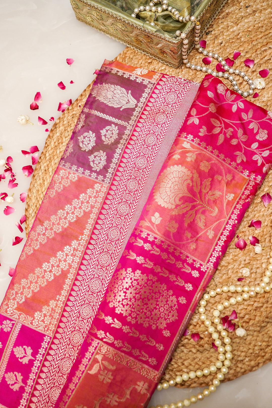 Handwoven Banarasi Pure Katan Silk Rangkat Saree Nita Ambani Inspired Zari Weave View 1