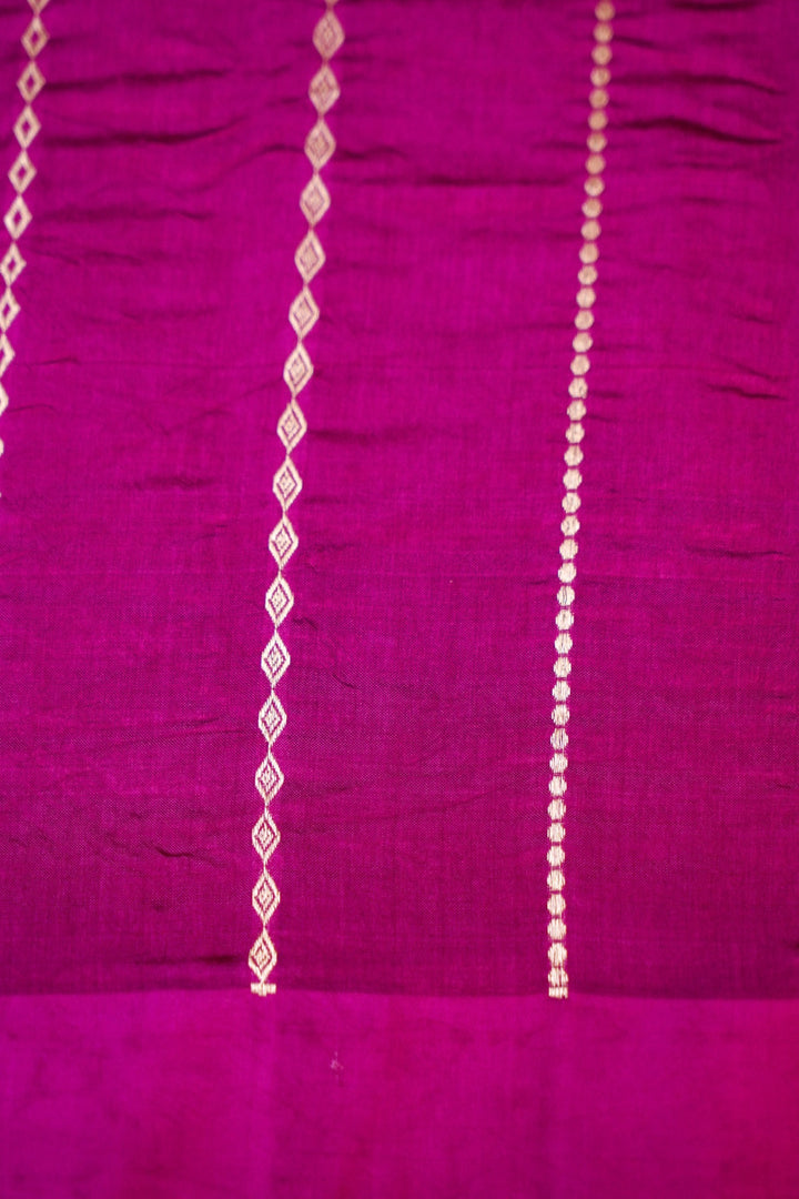 Magenta Purple Pure Katan Silk Handloom Saree with Zari Boota