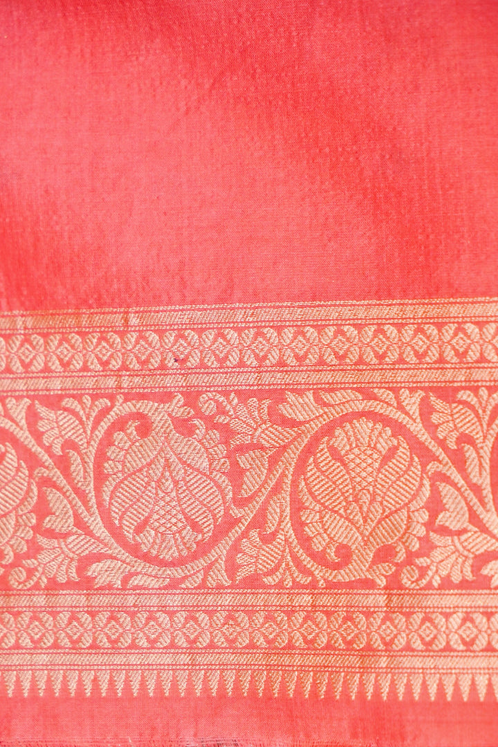 Handwoven Banarasi Pinkish Peach Pure Katan Silk Shikargah Saree