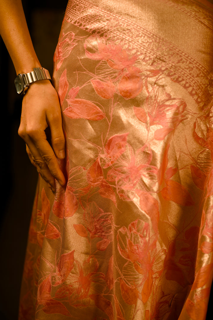 Contemporary Handwoven Banarasi Pure Katan Brocade Silk Saree with Exclusive Designer Jaal View 8