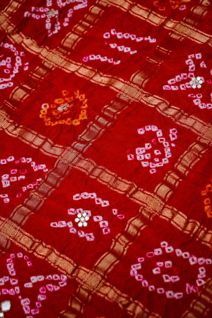 Laal Noor Chunari Pure Modal Gajji Dupatta with Gota Hand Embroidery View 3