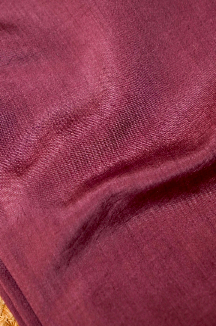 Mauve Modal Silk Co-Ord Set with Silver Zari Leaf Buti