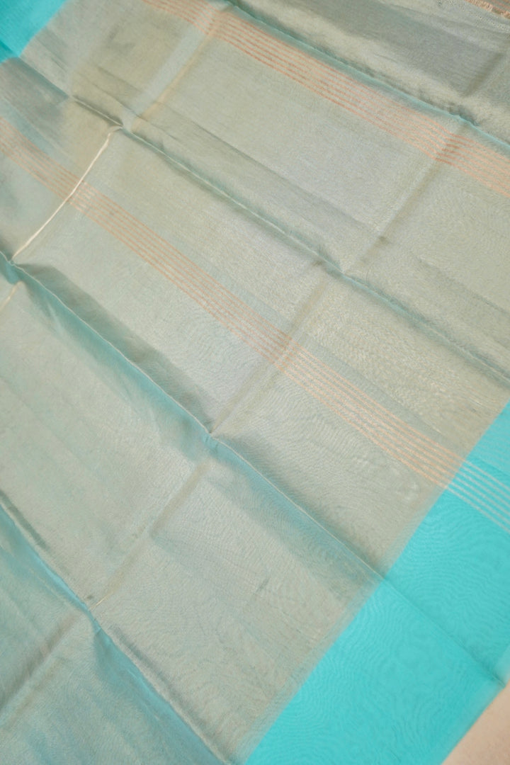 Aqua Serenity Pure Handloom Tissue Silk Saree View 2