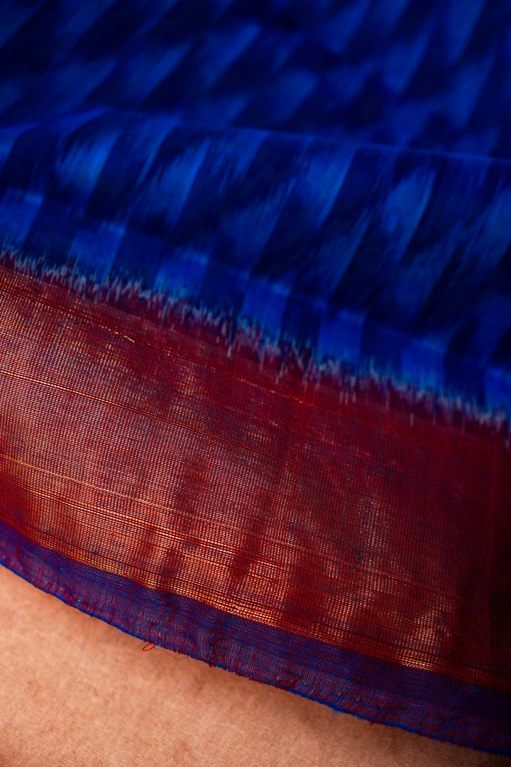 Blue Patola Cotton Silk Saree with Multi-Color Geometric Design