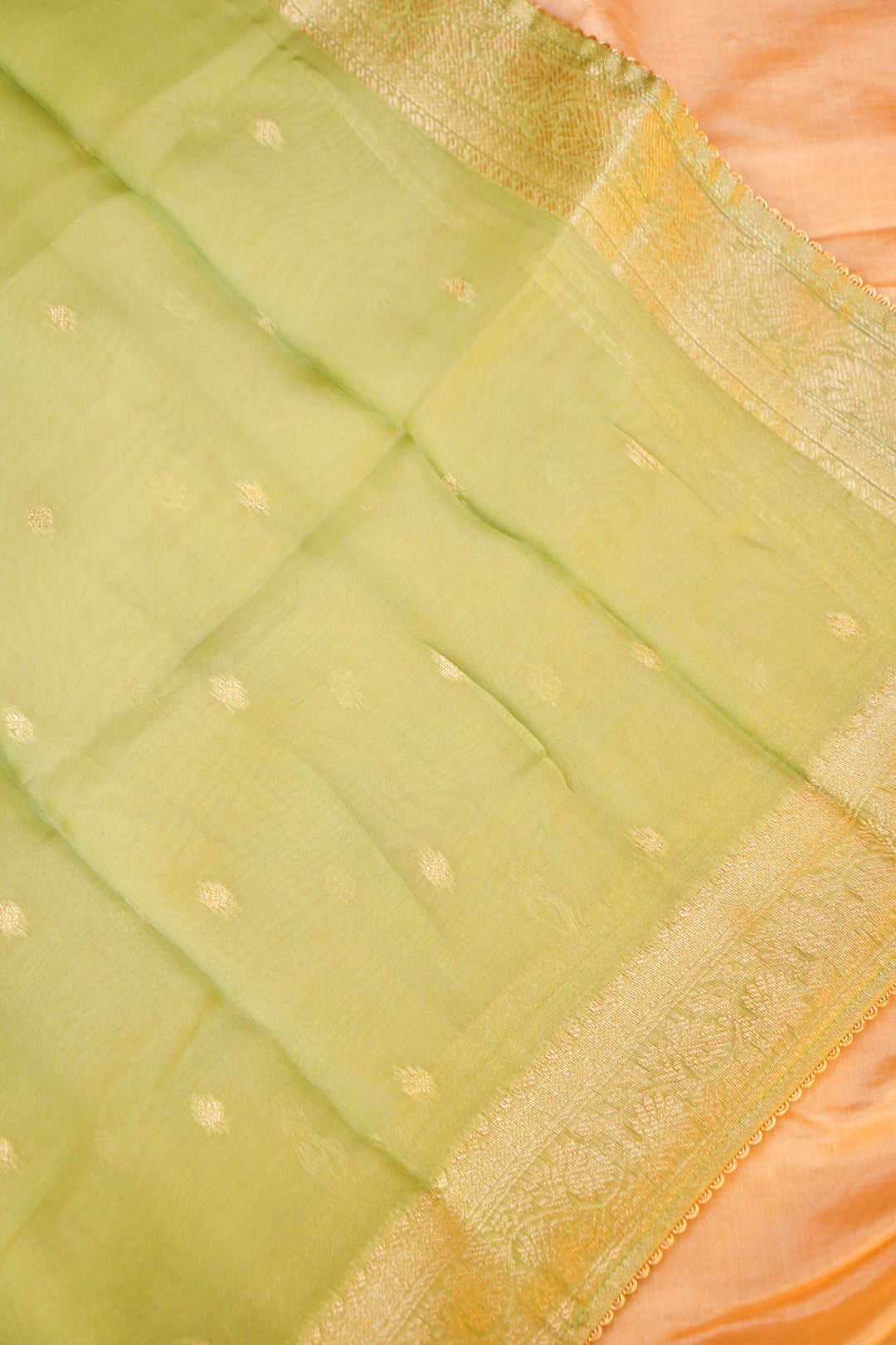 Pista Green Banarasi Brocade Soft Silk Unstitched Suit Set with Hand Zardozi Embroidery Work