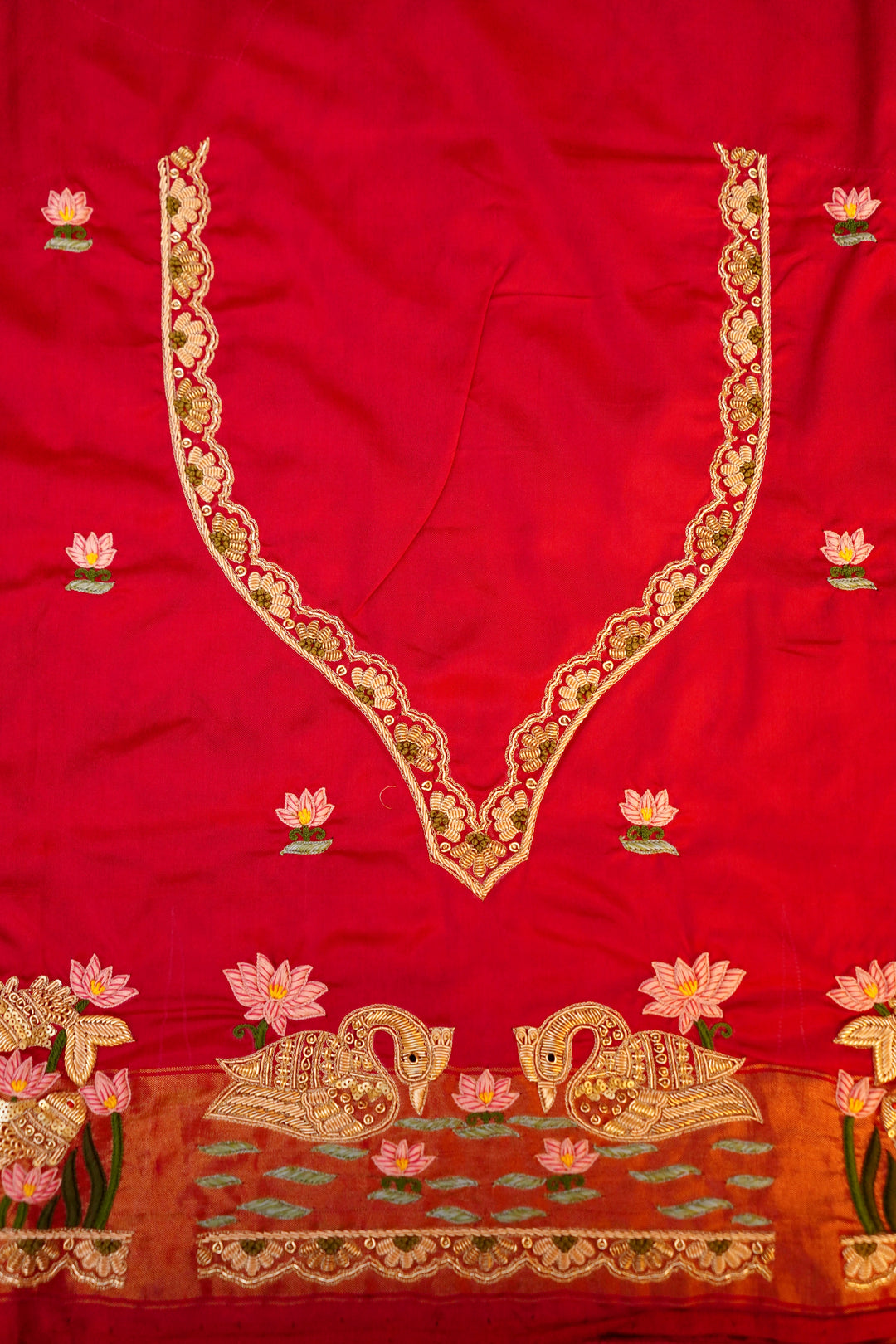 Jal Tarang – Red Bridal Pure Patola Silk Fish Motif Saree