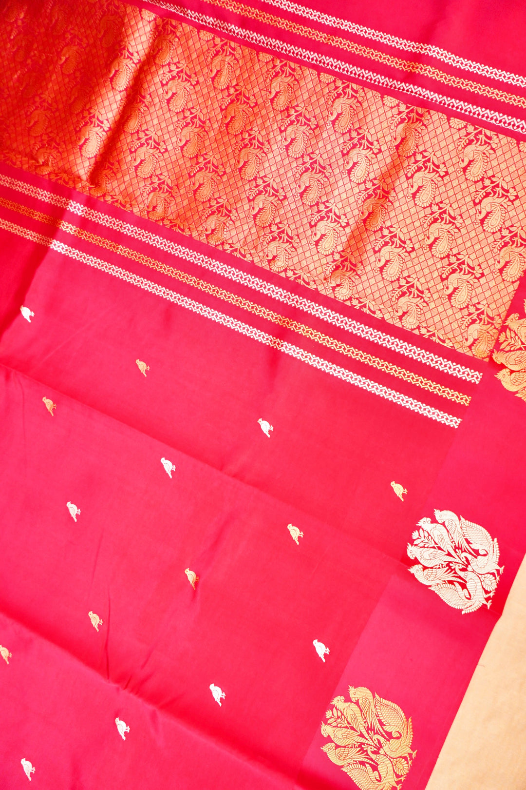 Handwoven Bridal Banarasi Pink Pure Katan Silk Birds Motif Saree