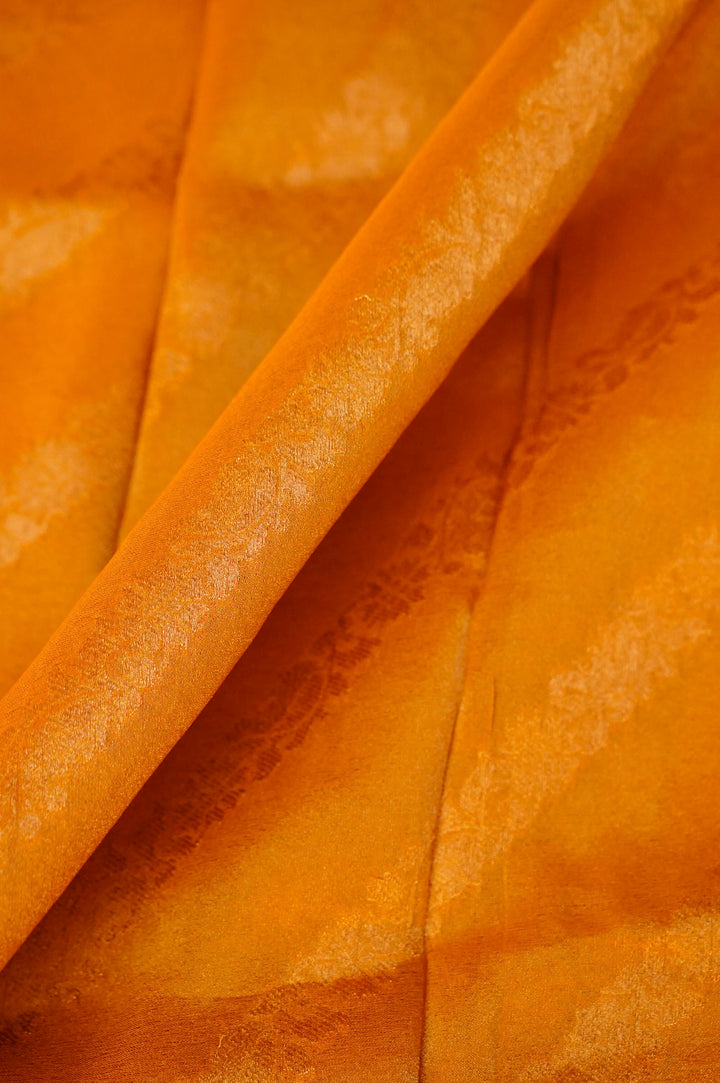 Yellow Banarasi Tissue Silk Saree with Meenakari Jangla Top and Elephant Motif Dupatta