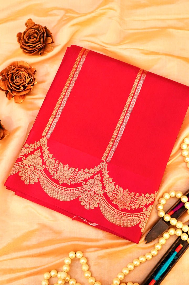 Handwoven Banarasi Pink Pure Katan Silk Bridal Saree