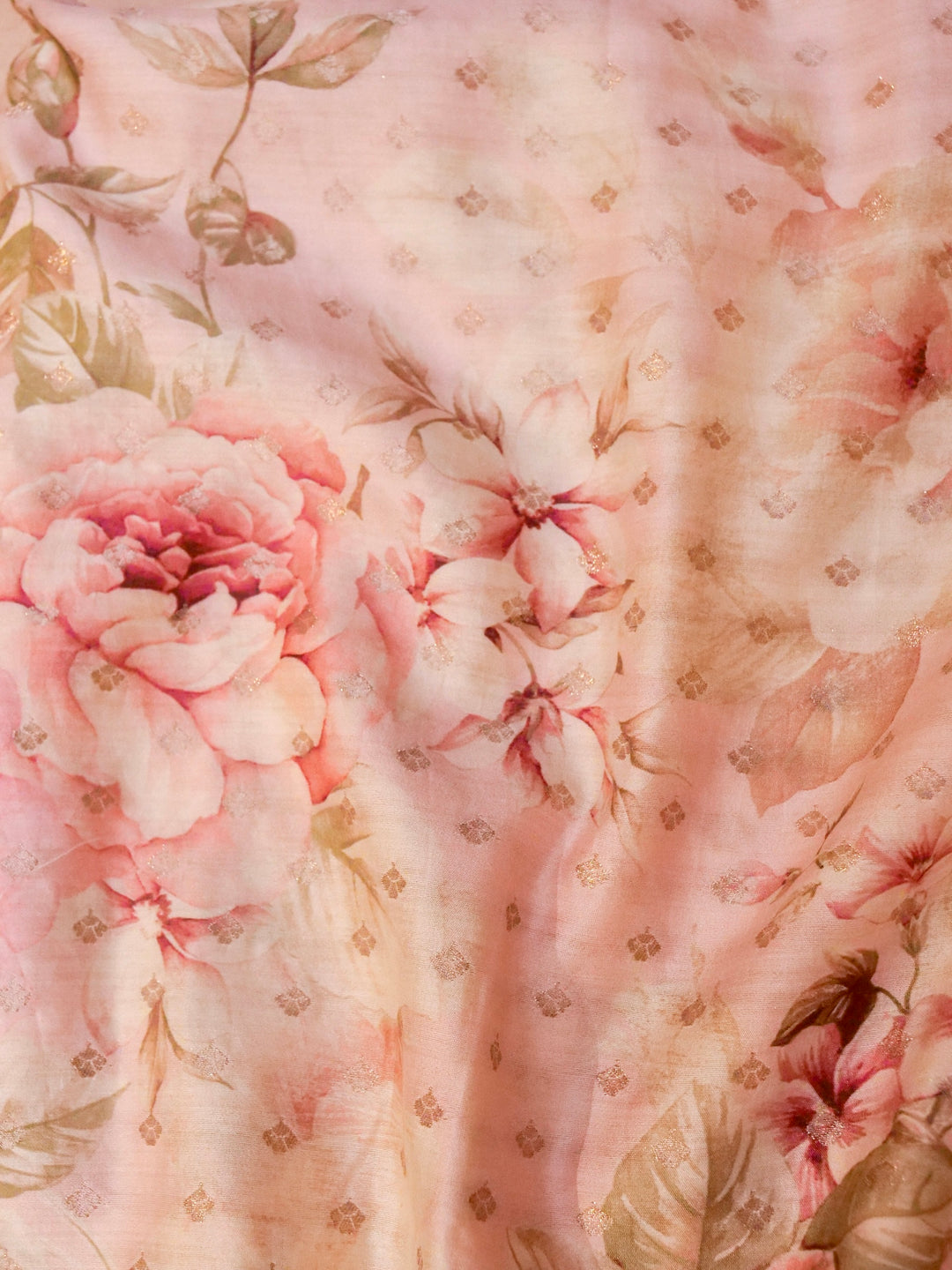 Pastel Pink Pure Chiniya Silk Printed Suit with Kadwa Organza Dupatta View 8