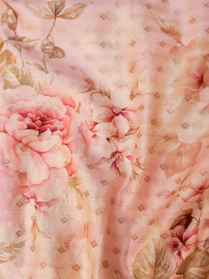 Pastel Pink Pure Chiniya Silk Printed Suit with Kadwa Organza Dupatta View 8