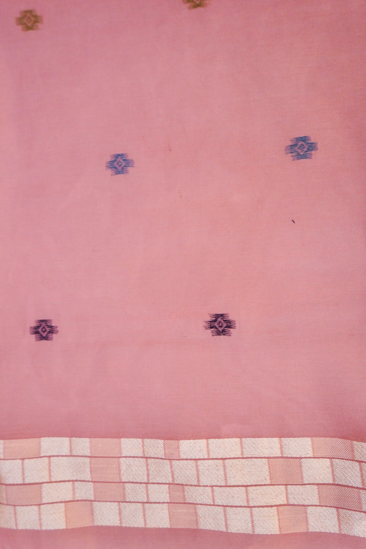 Pink Banarasi Cotton Silk Saree with Tilfi Meenakari Bird Motif Pallu