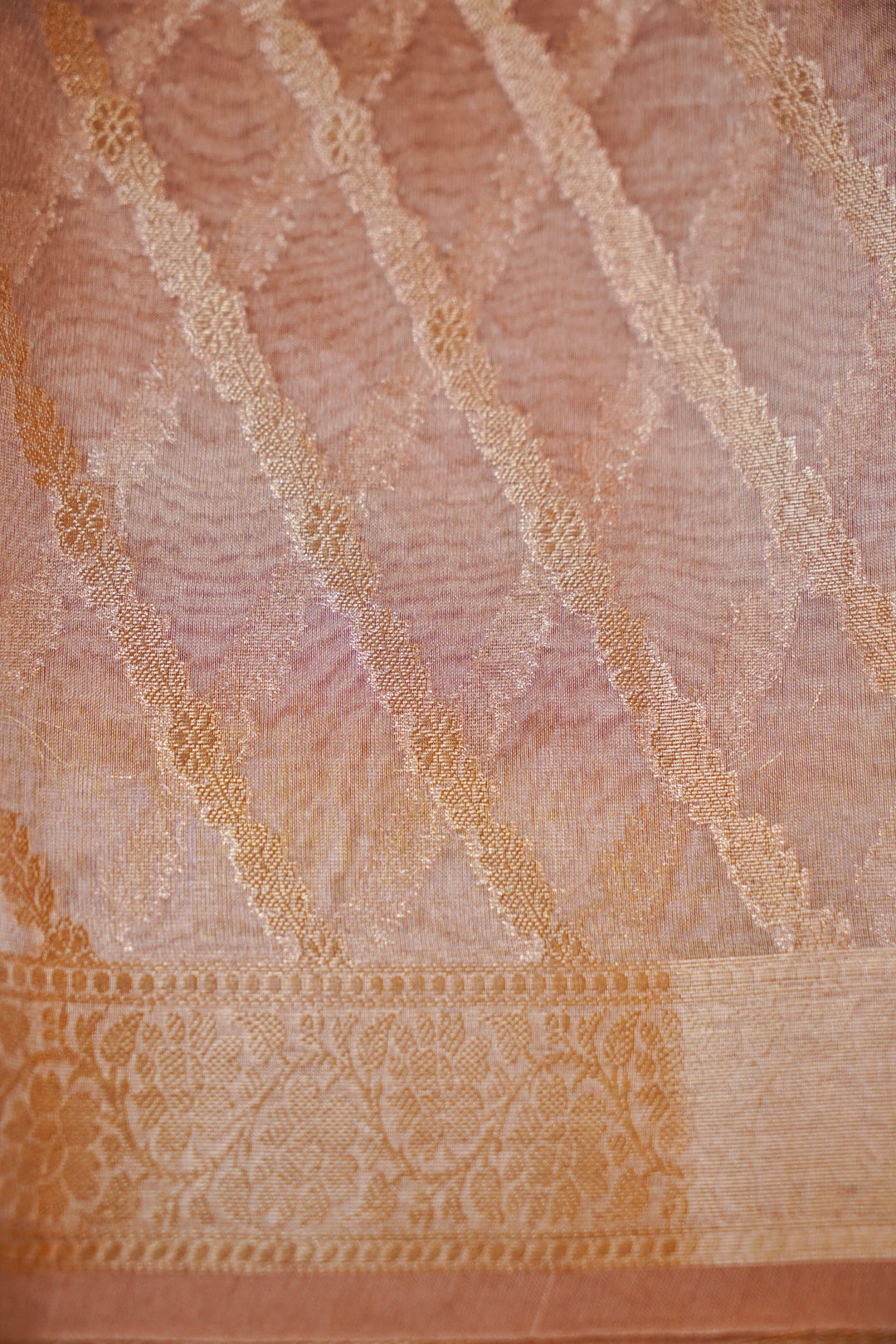 Rose Gold Radiance Pure Tissue Silk Banarasi Saree View 5