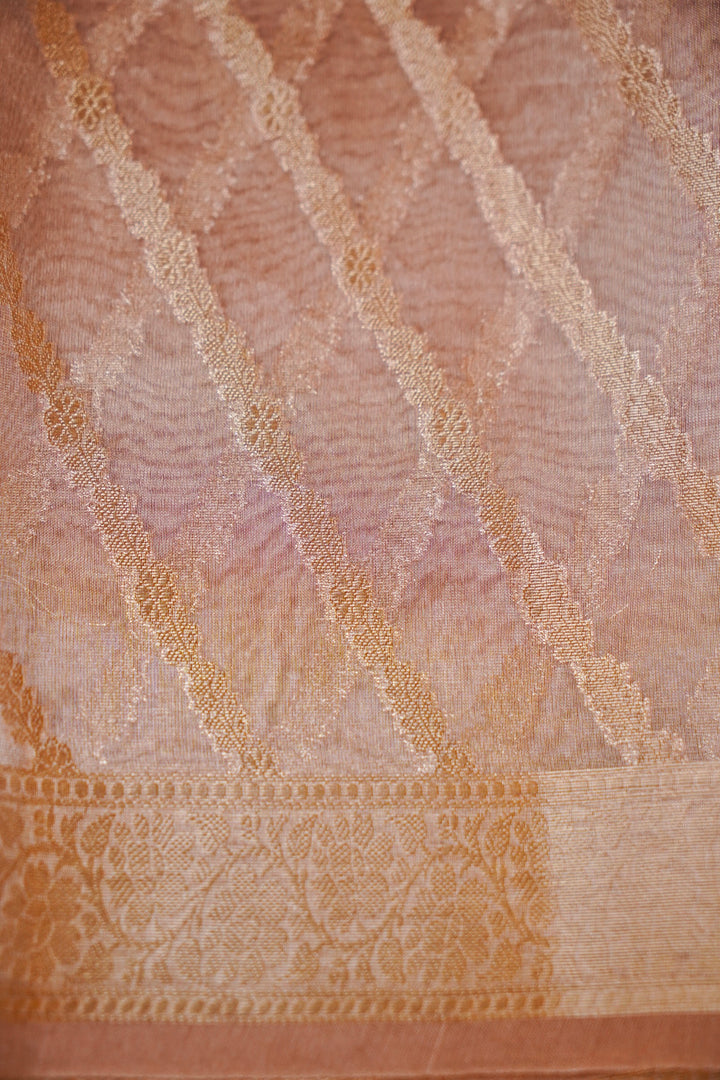 Rose Gold Radiance Pure Tissue Silk Banarasi Saree View 5